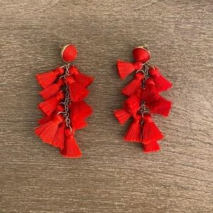Red tassel earrings